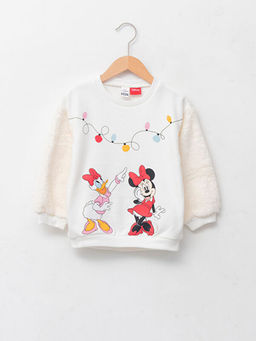 Bisiklet Yaka Uzun Kollu Disney Bask?l? K?z Bebek Sweatshirt