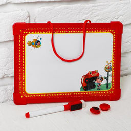 Доска для рисования магнитная с маркером-стиралкой и 2 магнитами, МИКС