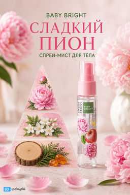 Спрей-Мист для тела Cладкий Пион BABY BRIGHT 20 мл