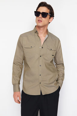 Haki Regular Fit C?tc?tl? Denim Kot Gomlek TMNSS24GO00081