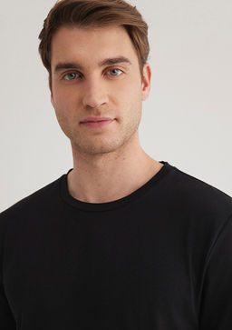 Stretch Siyah Basic Tisort - Mavi фото 6