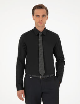Рубашка Pierre Cardin Slim Fit черная с длинным рукавом