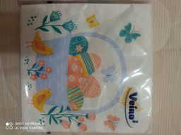 VEIRO салфетки 33см 3-сл. (20шт) с рисунком Пасха Корзина и цыплята + паттерн  фото 2