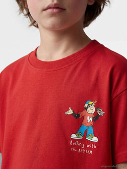 Nostaljik Maymun Bask?l? Unisex ?ocuk Ti??rt