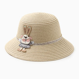Шляпа для девочки MINAKU «Зайка», размер 52, бежевая