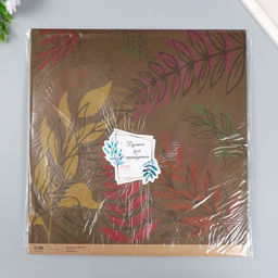 Цена за 5 шт. Бумага для скрапбукинга двусторонняя «Цветы и листья крафт», плотность 180 г, 30.5×32 см