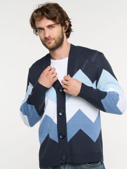 Кардиган мужской 9232-90001. 9500/17-4014/293/71 чёрный/титаниум/белый/латте - Vay фото 2