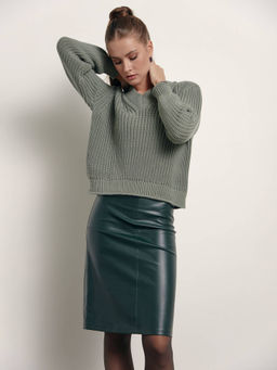 CONTE Юбка под кожу с разрезом сзади LU 1410 emerald emerald