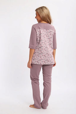 Пижама с брюками футер с начёсом (01059, кофе)