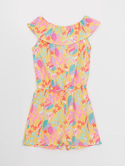 Kay?k Yaka Desenli Viskon K?z ?ocuk Tulum