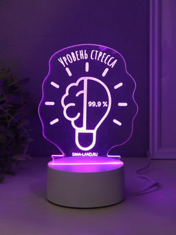Светильник 3D RISALUX «Уровень стресса 99.9%», LED-ночник, RGB, от сети, 9.5×12.8×14.9 см
