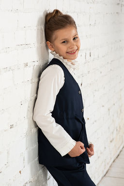 Синий школьный жилет для девочки Mooriposh, модель 1111 фото 7