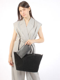 LACCOMA сумка C1059-F-черный натуральная замша, натуральная кожа полиэстер  фото 2