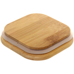 Банка для продуктов стеклянная 1000мл "Хай-Тек" с бамбуковой крышкой, квадратная 10*15см