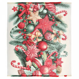 Салфетка хозяйственная 50х60см "Рождественские сладости", вафельное полотно, хлопок 100%, плотность 245г/м2, без упаковки, "Домашняя мода" (Россия)