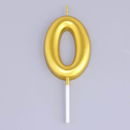 Цена за 3 шт. Свеча в торт «Европейская», цифра 0, 6 см, золото