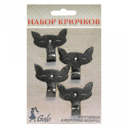 Крючок металличекий 4 штуки 4,4х4,1х1,9см, черный (Россия)