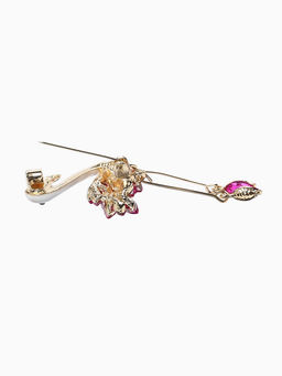 Брошь "Фламинго", кристалл, ноги двигаются, цвет бело-малиновый золоте