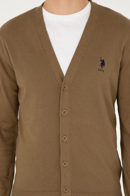 Мужской базовый трикотажный кардиган цвета хаки - U.s. polo assn фото 13
