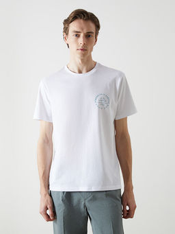 Bisiklet Yaka K?sa Kollu Bask?l? Penye Erkek Ti??rt