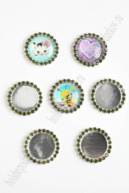 Крышечка металл со стразами (5 шт) SF-2299, фисташковый