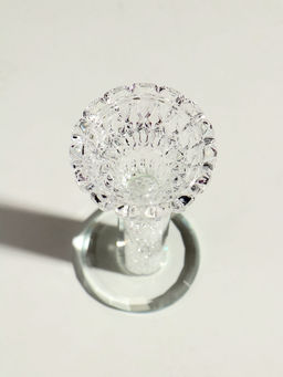 Стеклянный подсвечник на 1 свечу Тюльпан с белыми шариками, прозрачный, 14?6?6 см