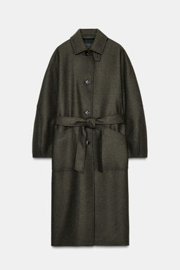 WOOL COAT WITH PUFF SLEEVES AND CONTRAST COLLAR - Zara фото 8