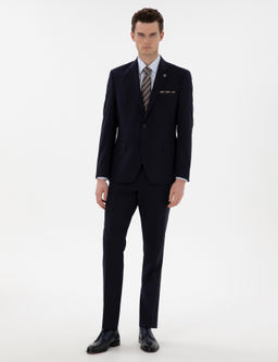 Lacivert Slim Fit Y_n Tak_m Elbise
