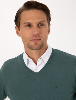 Ye_il Slim Fit V Yaka Basic Triko Kazak - Pierre cardin фото 2