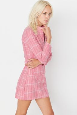 Pembe Fermuar ve Cep Detayl? Tuvit Dokuma Elbise TWOAW23EL00478