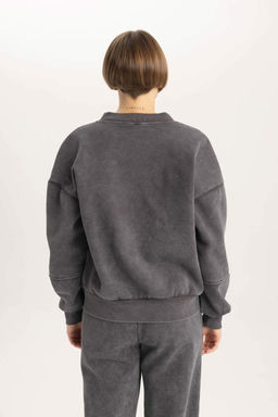 Кардиган-бомбер с выцветшим эффектом и воротником-стойкой Relax Fit - Defacto фото 6