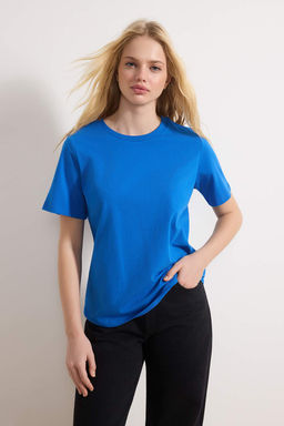 Saks %100 Pamuk Basic Bisiklet Yaka Orme T-Shirt TWOSS23TS00000