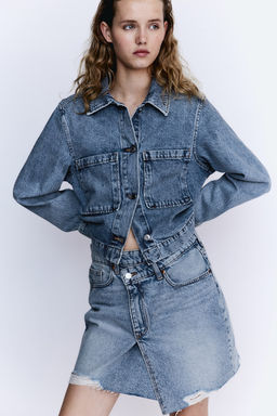 Falda denim con cintura cruzada