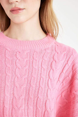 Классный укороченный свитер стандартной посадки с круглым вырезом - Defacto фото 5