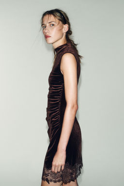 VELVET LACE DRESS - Zara фото 4