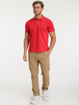 Джемпер мужской с воротником поло короткий рукав GREG G144-TS-3 (красный)  фото 4