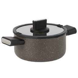 51450 WERNER Кастрюля ORGANIC STONE STYLE 20x10,0 см/2,8 л с индукционным дном, с двухслойным антипригарным покрытием Pfluon, бакелитовая ручка с покрытием Soft Touch. Цвет: коричневый. Материал: прессованный алюминий. Толщина стенок и дна: 2,6 мм.