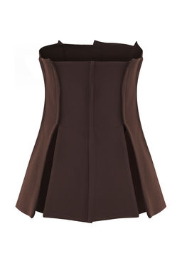 Kahverengi Limited Edition Fitted Straplez Dokuma Bluz TWOAW26BZ00155