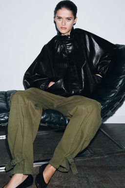 CHAQUETA BOMBER EFECTO PIEL ZW COLLECTION / Negro