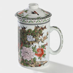 Кружка ситом Цветы, 300 мл, керамика, белая