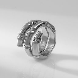 Кольцо металл Тренд бамбук, цвет серебро, размер 18 - Qf фото 2