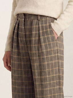 Standart Fit Ekose Kad?n Kuma? Pantolon