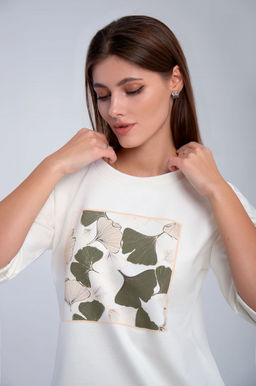 Арт. 10807 Пижама с брюками 44-52 (5 шт) Цвет:верх-молочный,низ-полынь