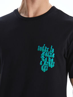 Bisiklet Yaka Bask?l? Erkek Ti??rt