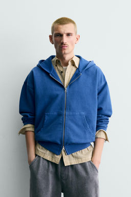 WASHED ZIP-UP HOODIE - Zara фото 2