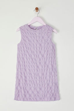 Lila K?z Cocuk Mini Me Dokulu Orme Elbise TKDSS25EL00013