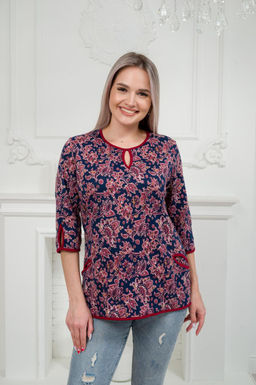 Кофта женская из милано Анфиса бордовый узор - Амадэль фото 2
