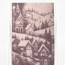 Полотенце махровое 6с102.411ж1 Снежный пейзаж(т.с.мальв1) 67х150см