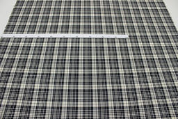 Фуле Клетка цв.чернильно-черный/сливочный, ш.1.45м, хлопок-100%, 160гр/м.кв - Купава фото 3