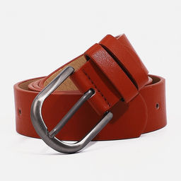 Ремень женский, ширина 3,5 см, винт, пряжка металл, цвет оранжевый